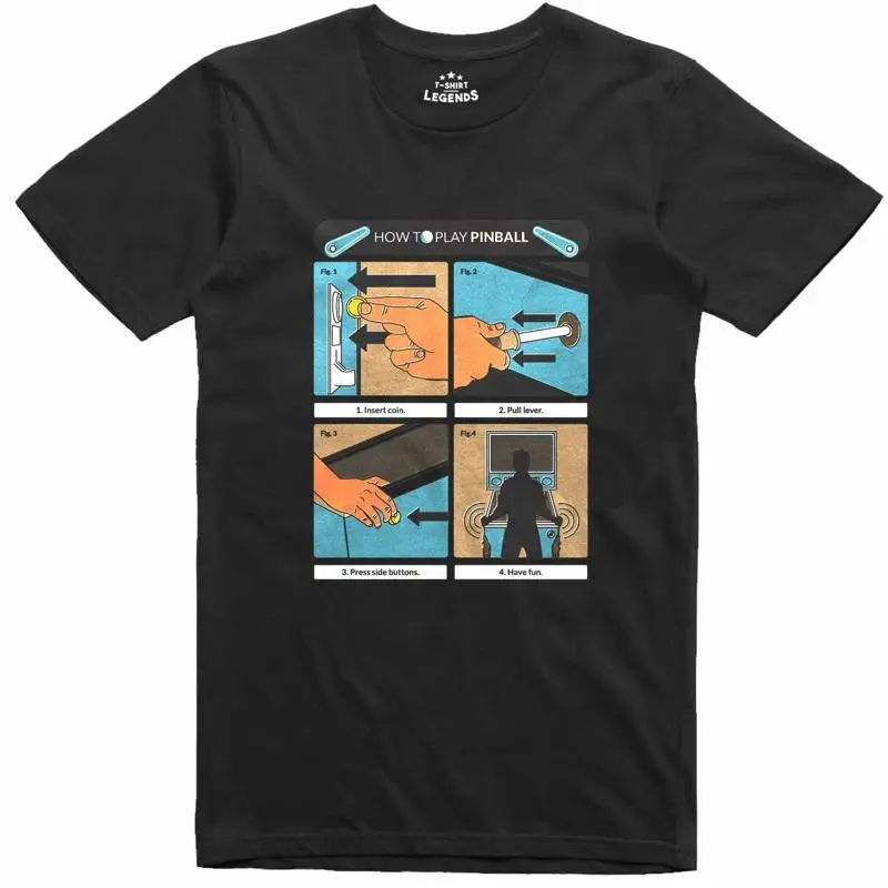 Pinball Machine - Herren T-Shirt Retro Flipper Anleitung Design