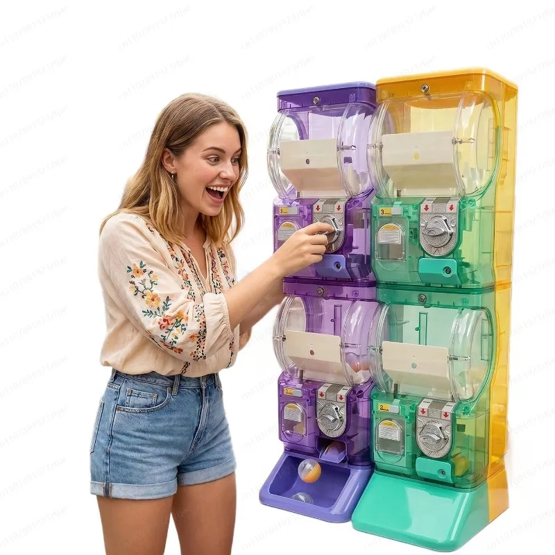Arcade Vending Machine - Transparente weiße zweistufige Gashapon-Maschine, münzbetriebener Kapselautomat